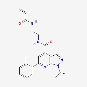 molecular formula C22H25N5O2 B2409307 6-(2-Methylphenyl)-1-propan-2-yl-N-[2-(prop-2-enoylamino)ethyl]pyrazolo[3,4-b]pyridine-4-carboxamide CAS No. 2198488-27-4