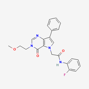 molecular formula C23H21FN4O3 B2409308 N-(2-fluorophenyl)-2-[3-(2-methoxyethyl)-4-oxo-7-phenyl-3,4-dihydro-5H-pyrrolo[3,2-d]pyrimidin-5-yl]acetamide CAS No. 1226429-74-8