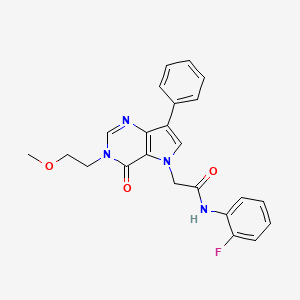 molecular formula C23H21FN4O3 B2409308 N-(2-氟苯基)-2-[3-(2-甲氧基乙基)-4-氧代-7-苯基-3,4-二氢-5H-吡咯并[3,2-d]嘧啶-5-基]乙酰胺 CAS No. 1226429-74-8