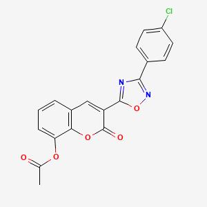 molecular formula C19H11ClN2O5 B2409311 3-[3-(4-氯苯基)-1,2,4-恶二唑-5-基]-2-氧代-2H-色满-8-基乙酸酯 CAS No. 931352-31-7