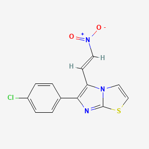 molecular formula C13H8ClN3O2S B2409312 6-(4-chlorophenyl)-5-[(E)-2-nitroethenyl]imidazo[2,1-b][1,3]thiazole CAS No. 338404-62-9