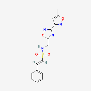 molecular formula C15H14N4O4S B2409314 (E)-N-((3-(5-methylisoxazol-3-yl)-1,2,4-oxadiazol-5-yl)methyl)-2-phenylethenesulfonamide CAS No. 1904646-04-3
