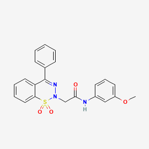 molecular formula C22H19N3O4S B2409316 2-(1,1-dioxido-4-phenyl-2H-1,2,3-benzothiadiazin-2-yl)-N-(3-methoxyphenyl)acetamide CAS No. 1031669-40-5