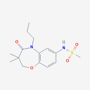 molecular formula C15H22N2O4S B2409317 N-(3,3-二甲基-4-氧代-5-丙基-2,3,4,5-四氢苯并[b][1,4]恶杂环庚-7-基)甲磺酰胺 CAS No. 921914-39-8