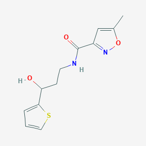 molecular formula C12H14N2O3S B2409322 N-(3-hydroxy-3-(thiophen-2-yl)propyl)-5-methylisoxazole-3-carboxamide CAS No. 1421483-56-8