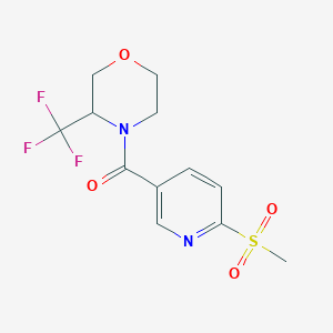 molecular formula C12H13F3N2O4S B2409323 (6-Methylsulfonylpyridin-3-yl)-[3-(trifluoromethyl)morpholin-4-yl]methanone CAS No. 2249149-10-6