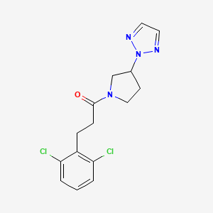 molecular formula C15H16Cl2N4O B2409324 1-(3-(2H-1,2,3-triazol-2-yl)pyrrolidin-1-yl)-3-(2,6-dichlorophenyl)propan-1-one CAS No. 2034250-26-3