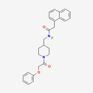 molecular formula C26H28N2O3 B2409335 2-(萘-1-基)-N-((1-(2-苯氧基乙酰)哌啶-4-基)甲基)乙酰胺 CAS No. 1235363-19-5