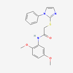 molecular formula C19H19N3O3S B2409337 N-(2,5-dimethoxyphenyl)-2-((1-phenyl-1H-imidazol-2-yl)thio)acetamide CAS No. 688335-51-5