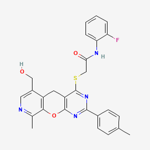 N-(2-fluorophenyl)-2-{[6-(hydroxymethyl)-9-methyl-2-(4-methylphenyl)-5H-pyrido[4',3':5,6]pyrano[2,3-d]pyrimidin-4-yl]thio}acetamide