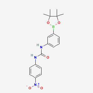 molecular formula C19H22BN3O5 B2409358 1-(4-Nitrophenyl)-3-[3-(tetramethyl-1,3,2-dioxaborolan-2-yl)phenyl]urea CAS No. 2096998-08-0