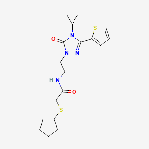 2-(cyclopentylthio)-N-(2-(4-cyclopropyl-5-oxo-3-(thiophen-2-yl)-4,5-dihydro-1H-1,2,4-triazol-1-yl)ethyl)acetamide