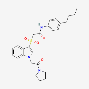N-(4-butylphenyl)-2-((1-(2-oxo-2-(pyrrolidin-1-yl)ethyl)-1H-indol-3-yl)sulfonyl)acetamide