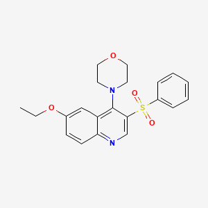 molecular formula C21H22N2O4S B2409371 3-(Benzenesulfonyl)-6-ethoxy-4-(morpholin-4-yl)quinoline CAS No. 866811-81-6