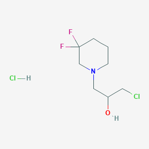 molecular formula C8H15Cl2F2NO B2409372 1-Chloro-3-(3,3-difluoropiperidin-1-yl)propan-2-ol;hydrochloride CAS No. 2460755-47-7