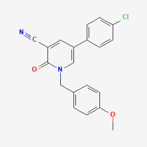 molecular formula C20H15ClN2O2 B2409374 5-(4-chlorophenyl)-1-[(4-methoxyphenyl)methyl]-2-oxo-1,2-dihydropyridine-3-carbonitrile CAS No. 338423-52-2