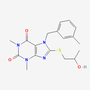 molecular formula C18H22N4O3S B2409383 8-((2-hydroxypropyl)thio)-1,3-dimethyl-7-(3-methylbenzyl)-1H-purine-2,6(3H,7H)-dione CAS No. 497231-03-5