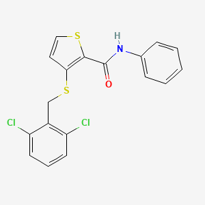 molecular formula C18H13Cl2NOS2 B2409385 3-[(2,6-dichlorobenzyl)sulfanyl]-N-phenyl-2-thiophenecarboxamide CAS No. 251097-42-4