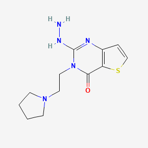 molecular formula C12H17N5OS B2409389 2-hydrazinyl-3-[2-(pyrrolidin-1-yl)ethyl]thieno[3,2-d]pyrimidin-4(3H)-one CAS No. 1351398-88-3
