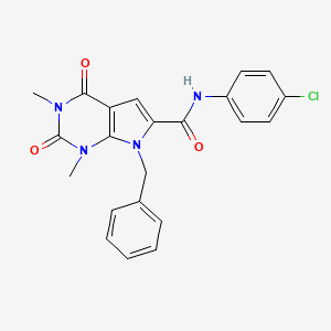 molecular formula C22H19ClN4O3 B2409390 7-benzyl-N-(4-chlorophenyl)-1,3-dimethyl-2,4-dioxo-2,3,4,7-tetrahydro-1H-pyrrolo[2,3-d]pyrimidine-6-carboxamide CAS No. 1021258-84-3