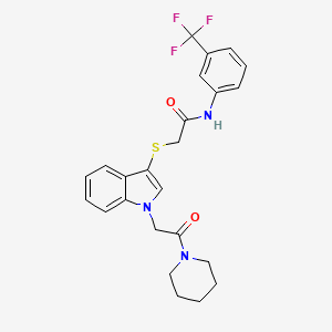 molecular formula C24H24F3N3O2S B2409395 2-({1-[2-oxo-2-(piperidin-1-yl)ethyl]-1H-indol-3-yl}sulfanyl)-N-[3-(trifluoromethyl)phenyl]acetamide CAS No. 878053-13-5