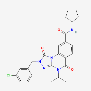 molecular formula C25H26ClN5O3 B2409398 2-(3-chlorobenzyl)-N-cyclopentyl-4-isopropyl-1,5-dioxo-1,2,4,5-tetrahydro-[1,2,4]triazolo[4,3-a]quinazoline-8-carboxamide CAS No. 1105230-26-9
