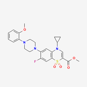 molecular formula C24H26FN3O5S B2409400 methyl 4-cyclopropyl-7-fluoro-6-[4-(2-methoxyphenyl)piperazin-1-yl]-1,1-dioxo-4H-1lambda6,4-benzothiazine-2-carboxylate CAS No. 1116010-24-2