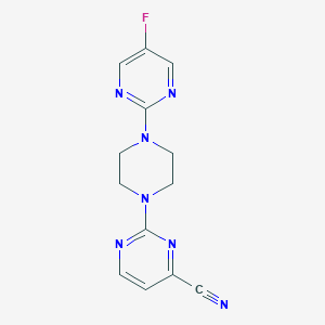 molecular formula C13H12FN7 B2409403 2-[4-(5-Fluoropyrimidin-2-yl)piperazin-1-yl]pyrimidine-4-carbonitrile CAS No. 2415564-88-2