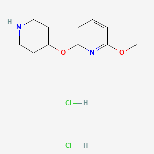 molecular formula C11H18Cl2N2O2 B2409414 2-Methoxy-6-(piperidin-4-yloxy)pyridinedihydrochloride CAS No. 1774905-06-4