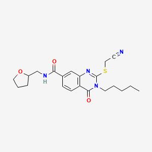 molecular formula C21H26N4O3S B2409428 2-[(cyanomethyl)sulfanyl]-4-oxo-N-[(oxolan-2-yl)methyl]-3-pentyl-3,4-dihydroquinazoline-7-carboxamide CAS No. 422276-42-4