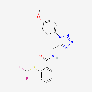 molecular formula C17H15F2N5O2S B2409442 2-((difluoromethyl)thio)-N-((1-(4-methoxyphenyl)-1H-tetrazol-5-yl)methyl)benzamide CAS No. 897615-01-9