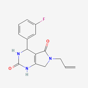 molecular formula C15H14FN3O2 B2409459 6-烯丙基-4-(3-氟苯基)-3,4,6,7-四氢-1H-吡咯并[3,4-d]嘧啶-2,5-二酮 CAS No. 878123-85-4