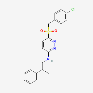 molecular formula C20H20ClN3O2S B2409463 6-((4-氯苄基)磺酰基)-N-(2-苯丙基)吡啶嗪-3-胺 CAS No. 1357966-48-3