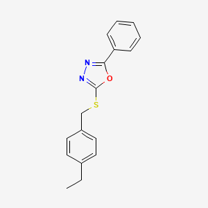molecular formula C17H16N2OS B2409466 2-[(4-Ethylbenzyl)sulfanyl]-5-phenyl-1,3,4-oxadiazole CAS No. 477846-57-4