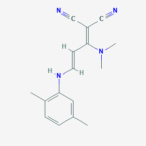 molecular formula C16H18N4 B2409473 2-[1-(Dimethylamino)-3-(2,5-dimethylanilino)-2-propenylidene]malononitrile CAS No. 339101-98-3