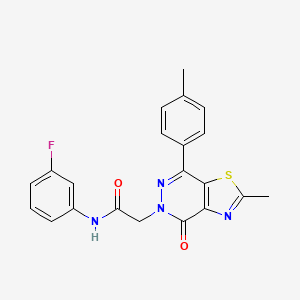 molecular formula C21H17FN4O2S B2409474 N-(3-氟苯基)-2-(2-甲基-4-氧代-7-(对甲苯基)噻唑并[4,5-d]嘧啶-5(4H)-基)乙酰胺 CAS No. 941897-43-4