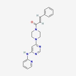 molecular formula C22H22N6O B2409476 (E)-3-phenyl-1-(4-(6-(pyridin-2-ylamino)pyrimidin-4-yl)piperazin-1-yl)prop-2-en-1-one CAS No. 1421587-51-0
