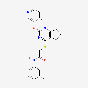 molecular formula C22H22N4O2S B2409488 2-((2-oxo-1-(吡啶-4-基甲基)-2,5,6,7-四氢-1H-环戊[d]嘧啶-4-基)硫代)-N-(间甲苯基)乙酰胺 CAS No. 946373-72-4