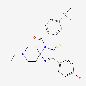 (4-Tert-butylphenyl)-[8-ethyl-2-(4-fluorophenyl)-3-sulfanylidene-1,4,8-triazaspiro[4.5]dec-1-en-4-yl]methanone