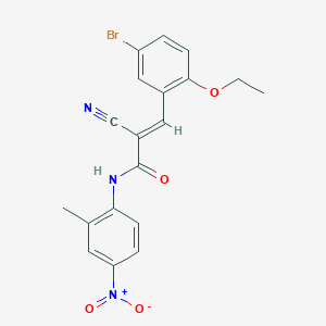 molecular formula C19H16BrN3O4 B2409492 (E)-3-(5-bromo-2-ethoxyphenyl)-2-cyano-N-(2-methyl-4-nitrophenyl)prop-2-enamide CAS No. 444063-42-7