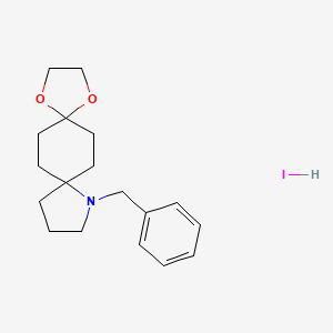 molecular formula C18H26INO2 B2409493 9-Benzyl-1,4-dioxa-9-azadispiro[4.2.4.2]tetradecane hydroiodide CAS No. 1630906-38-5