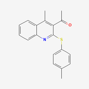 molecular formula C19H17NOS B2409495 1-{4-Methyl-2-[(4-methylphenyl)sulfanyl]-3-quinolinyl}-1-ethanone CAS No. 400074-46-6
