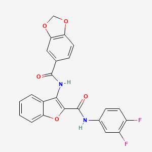 molecular formula C23H14F2N2O5 B2409498 N-(2-((3,4-二氟苯基)氨基甲酰基)苯并呋喃-3-基)苯并[d][1,3]二氧杂环-5-甲酰胺 CAS No. 888446-21-7
