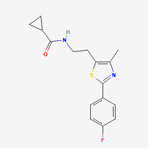 molecular formula C16H17FN2OS B2409518 N-{2-[2-(4-fluorophenyl)-4-methyl-1,3-thiazol-5-yl]ethyl}cyclopropanecarboxamide CAS No. 946250-52-8