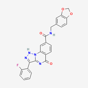 molecular formula C24H16FN5O4 B2409524 N-[(2H-1,3-benzodioxol-5-yl)methyl]-3-(2-fluorophenyl)-5-oxo-4H,5H-[1,2,3]triazolo[1,5-a]quinazoline-8-carboxamide CAS No. 1031664-95-5