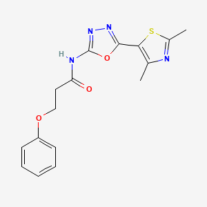 molecular formula C16H16N4O3S B2409541 N-[5-(2,4-dimethyl-1,3-thiazol-5-yl)-1,3,4-oxadiazol-2-yl]-3-phenoxypropanamide CAS No. 1251686-44-8