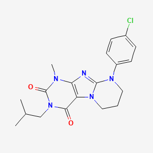 molecular formula C19H22ClN5O2 B2409545 9-(4-chlorophenyl)-1-methyl-3-(2-methylpropyl)-7,8-dihydro-6H-purino[7,8-a]pyrimidine-2,4-dione CAS No. 873076-69-8