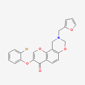 B2409547 3-(2-bromophenoxy)-9-(furan-2-ylmethyl)-9,10-dihydrochromeno[8,7-e][1,3]oxazin-4(8H)-one CAS No. 951999-05-6