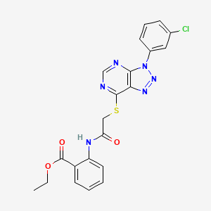 molecular formula C21H17ClN6O3S B2409556 ethyl 2-(2-((3-(3-chlorophenyl)-3H-[1,2,3]triazolo[4,5-d]pyrimidin-7-yl)thio)acetamido)benzoate CAS No. 896678-75-4