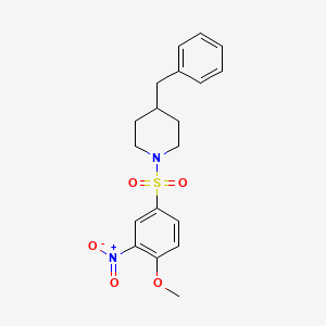molecular formula C19H22N2O5S B2409557 4-Benzyl-1-((4-methoxy-3-nitrophenyl)sulfonyl)piperidine CAS No. 433242-79-6